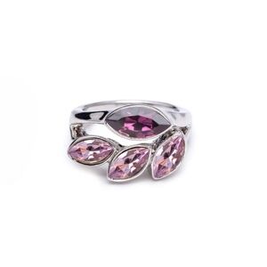 Amethyst & Light Amethyst Swarovski Crystal Ring – Size 7, Elegant & Sparkling